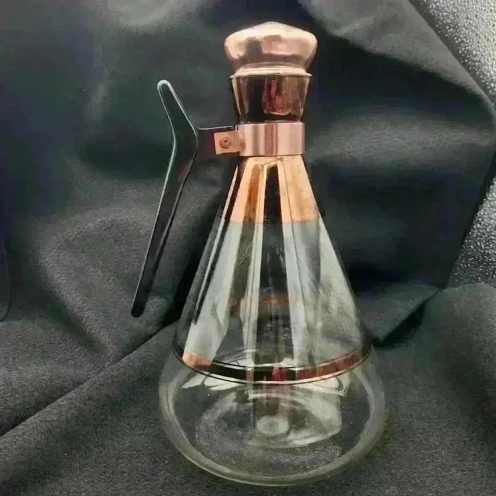 Vintage MCM Stanhome 8 Cup Coffee‎ Carafe Copper Accents Stylized Black Handle